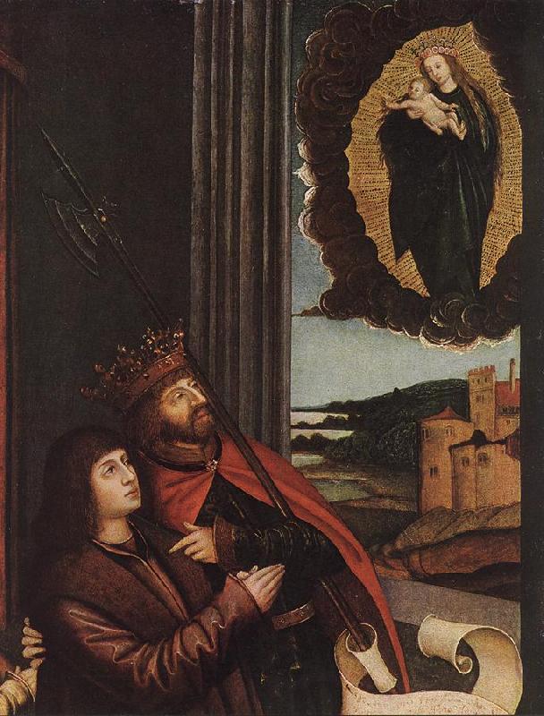 STRIGEL, Bernhard St Ladislas Presents Wladislav II and his Sons to the Virgin (detail)  wr France oil painting art